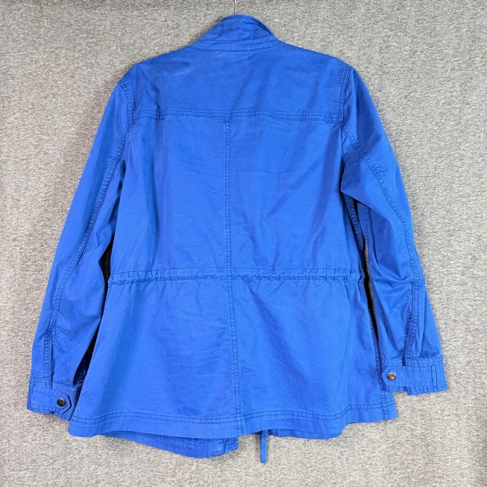 Style & Co Blue Utility Jacket Drawstring Waist Zip Snap Front Size L - Picture 4 of 9